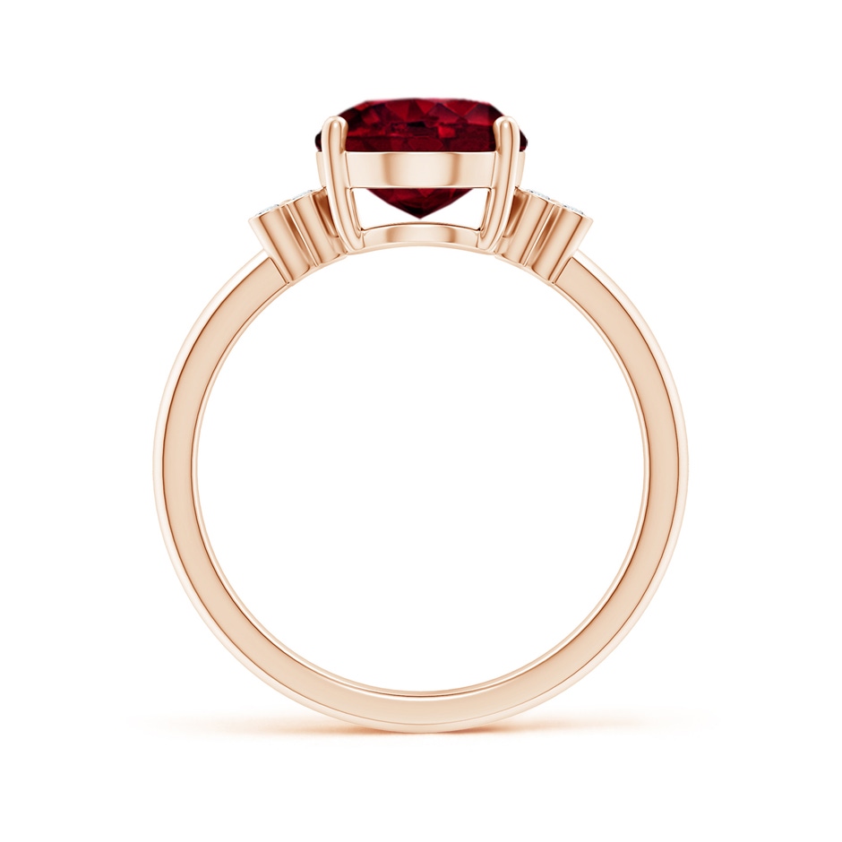 10x8mm A Solitaire Oval Garnet Ring with Diamond Floral Accent in Rose Gold side 1