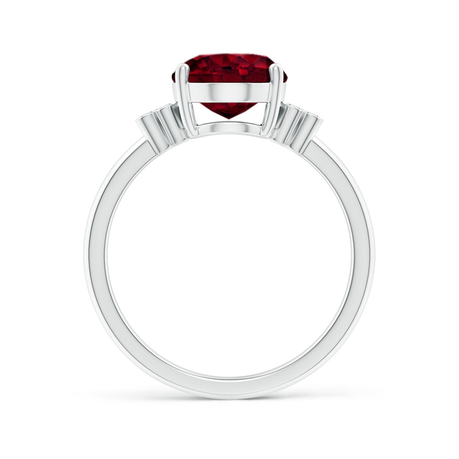 10x8mm A Solitaire Oval Garnet Ring with Diamond Floral Accent in White Gold side 1