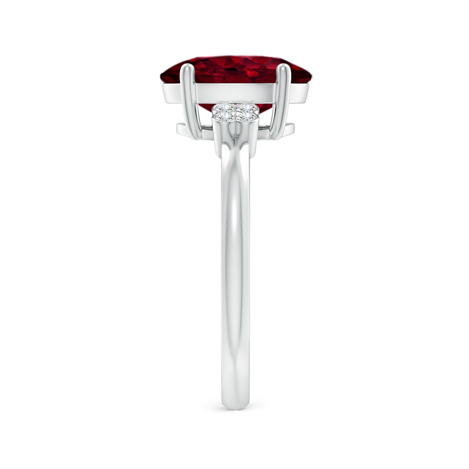 10x8mm A Solitaire Oval Garnet Ring with Diamond Floral Accent in White Gold side 2