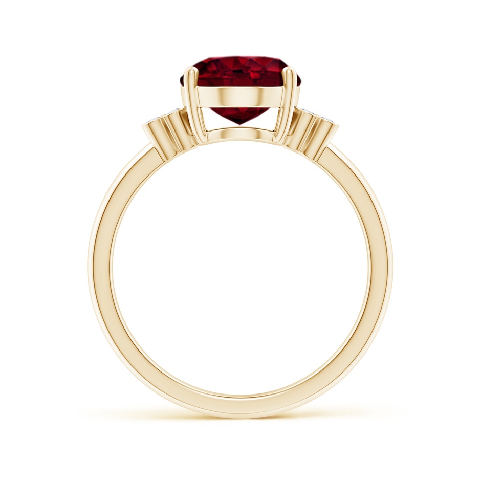 10x8mm A Solitaire Oval Garnet Ring with Diamond Floral Accent in Yellow Gold side 1