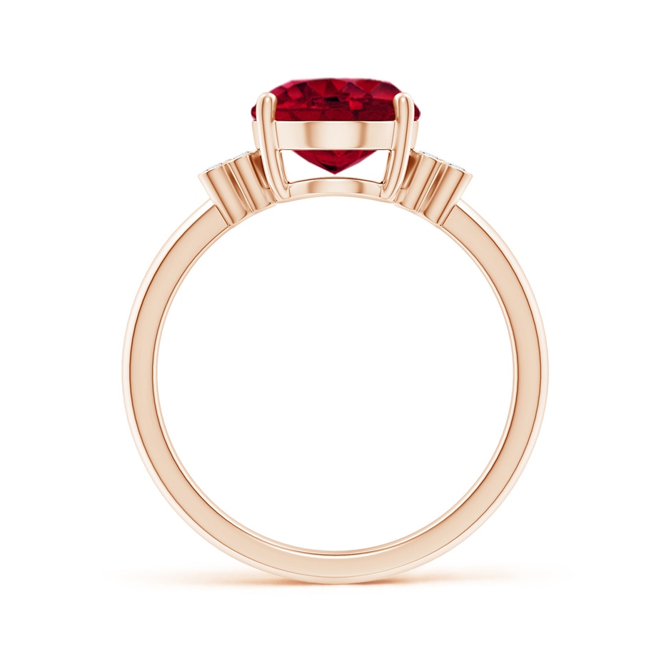 10x8mm AAA Solitaire Oval Garnet Ring with Diamond Floral Accent in Rose Gold side 1