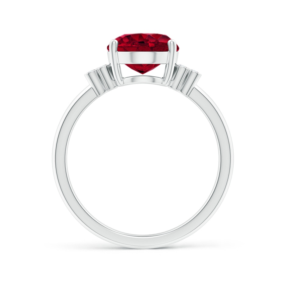 10x8mm AAA Solitaire Oval Garnet Ring with Diamond Floral Accent in White Gold side 1
