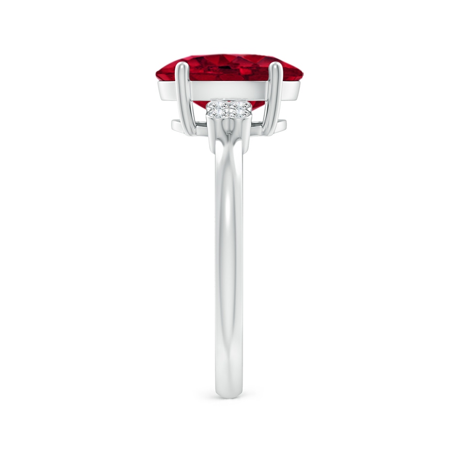 10x8mm AAA Solitaire Oval Garnet Ring with Diamond Floral Accent in White Gold side 2