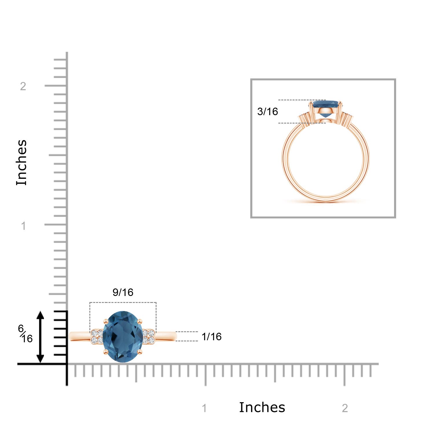 A - London Blue Topaz / 3.33 CT / 14 KT Rose Gold