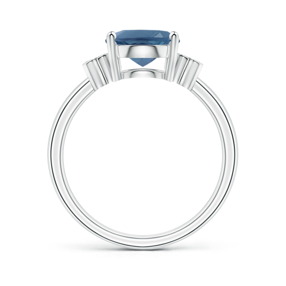 10x8mm A Oval London Blue Topaz Ring with Diamond Floral Accents in White Gold product image