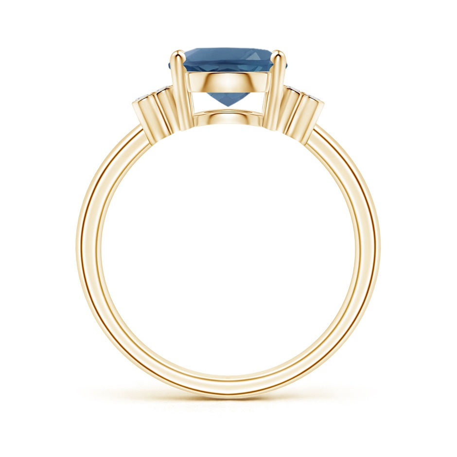 10x8mm A Oval London Blue Topaz Ring with Diamond Floral Accents in Yellow Gold product image