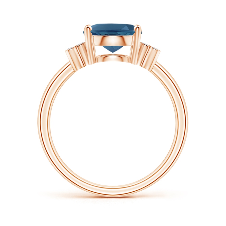 10x8mm AA Oval London Blue Topaz Ring with Diamond Floral Accents in Rose Gold product image