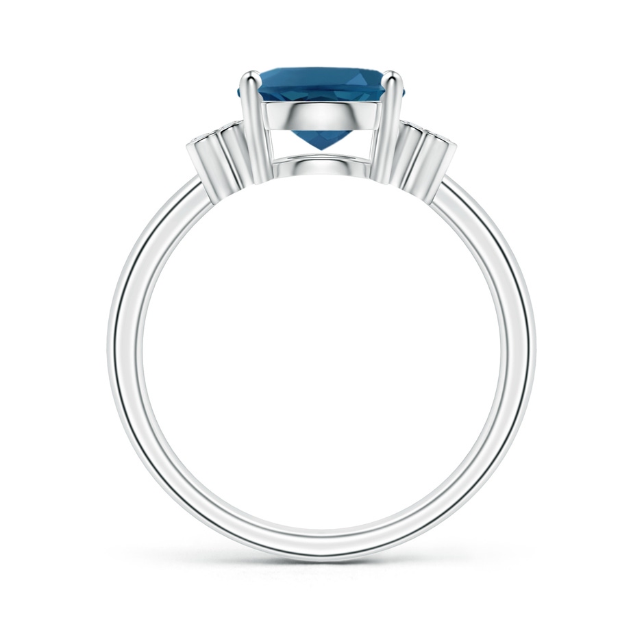 10x8mm AAA Oval London Blue Topaz Ring with Diamond Floral Accents in White Gold product image