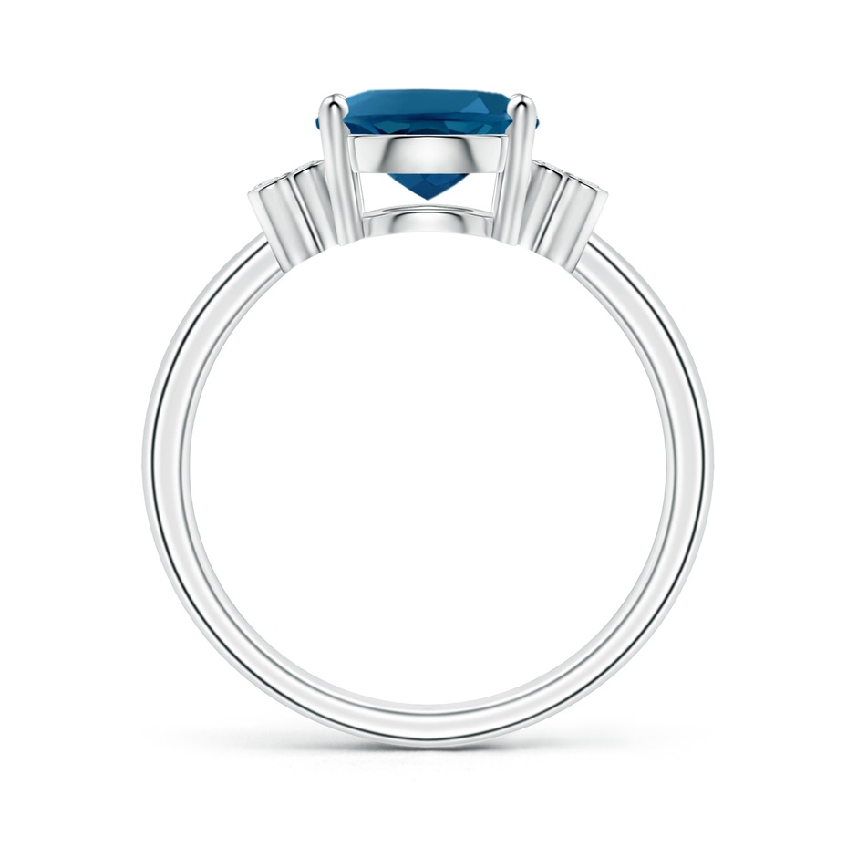 10x8mm AAAA Oval London Blue Topaz Ring with Diamond Floral Accents in White Gold product image