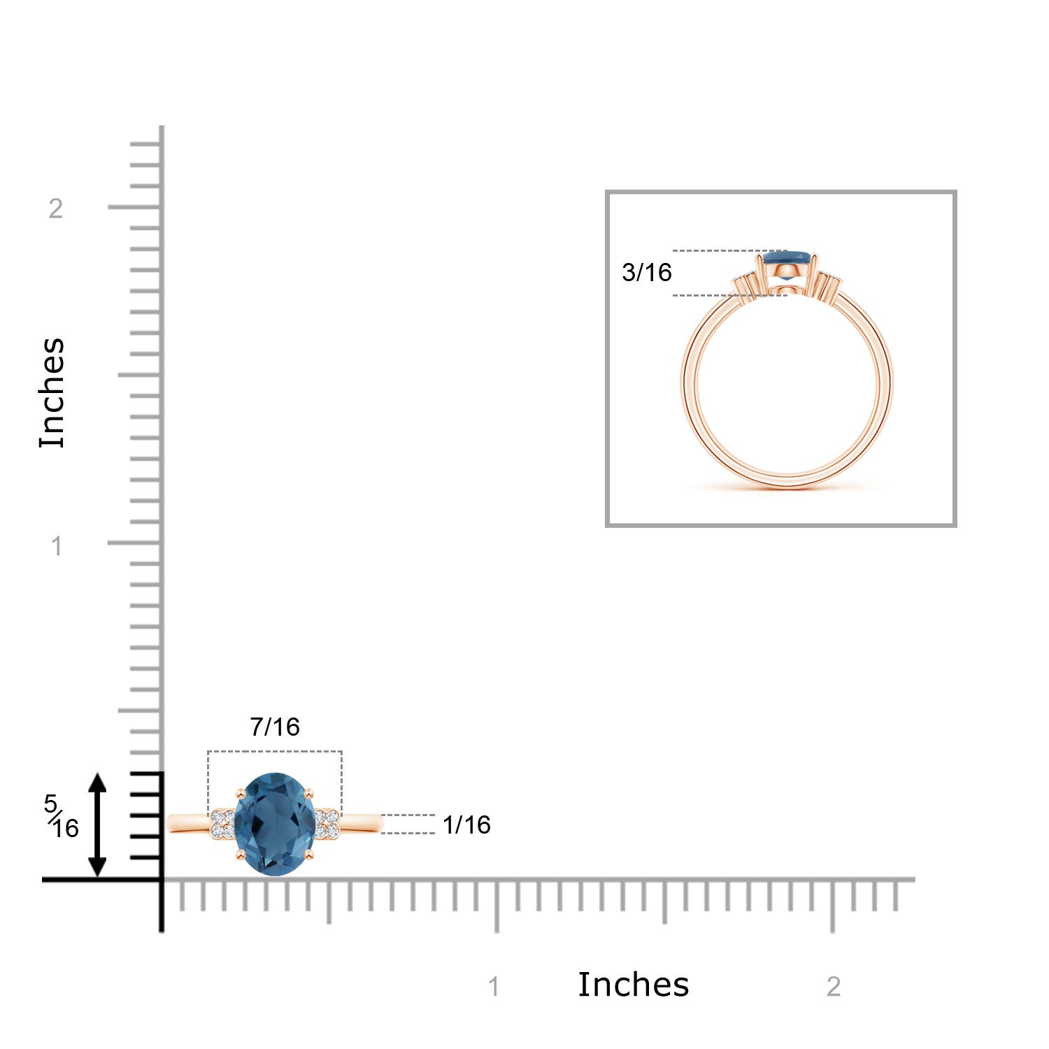 A - London Blue Topaz / 1.55 CT / 14 KT Rose Gold