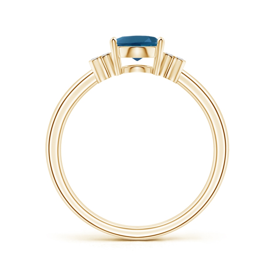 8x6mm AAA Oval London Blue Topaz Ring with Diamond Floral Accents in Yellow Gold product image