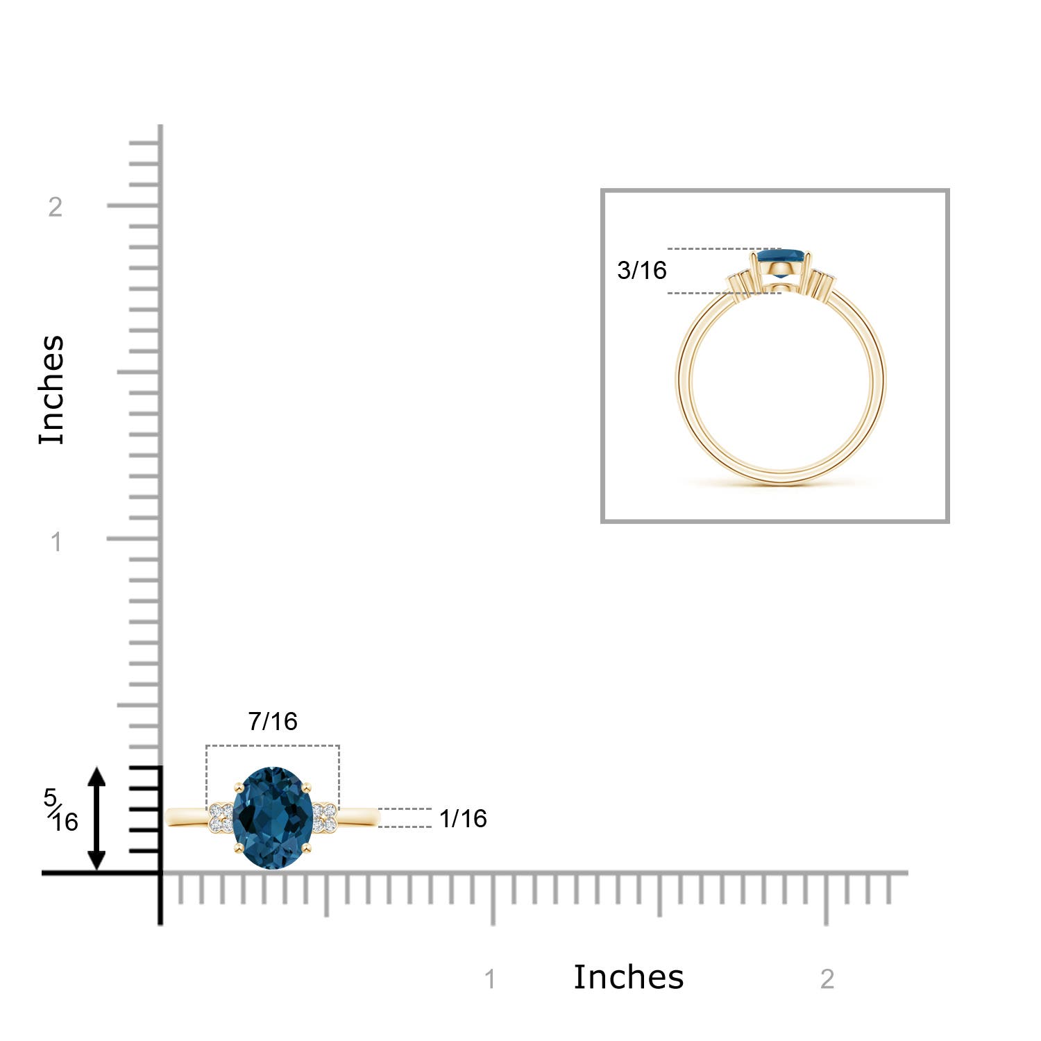 AAA - London Blue Topaz / 1.55 CT / 14 KT Yellow Gold