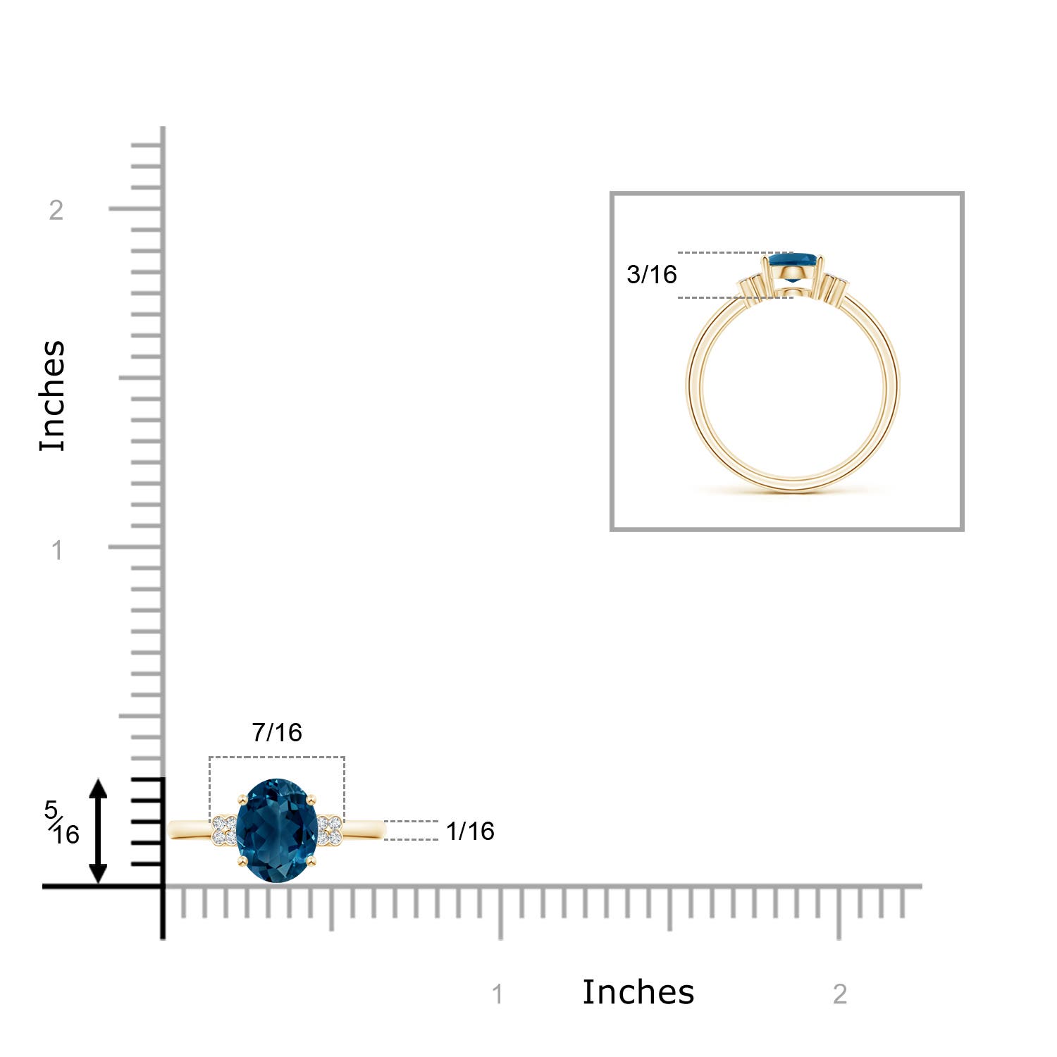 AAAA - London Blue Topaz / 1.55 CT / 14 KT Yellow Gold