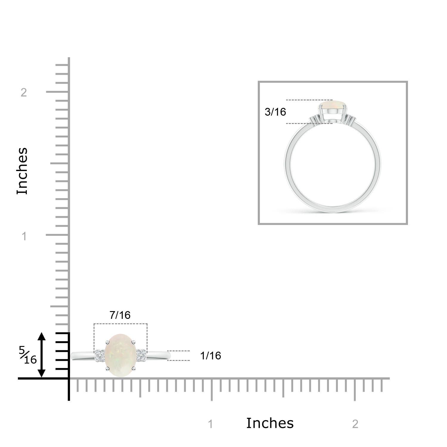 A - Opal / 0.85 CT / 14 KT White Gold