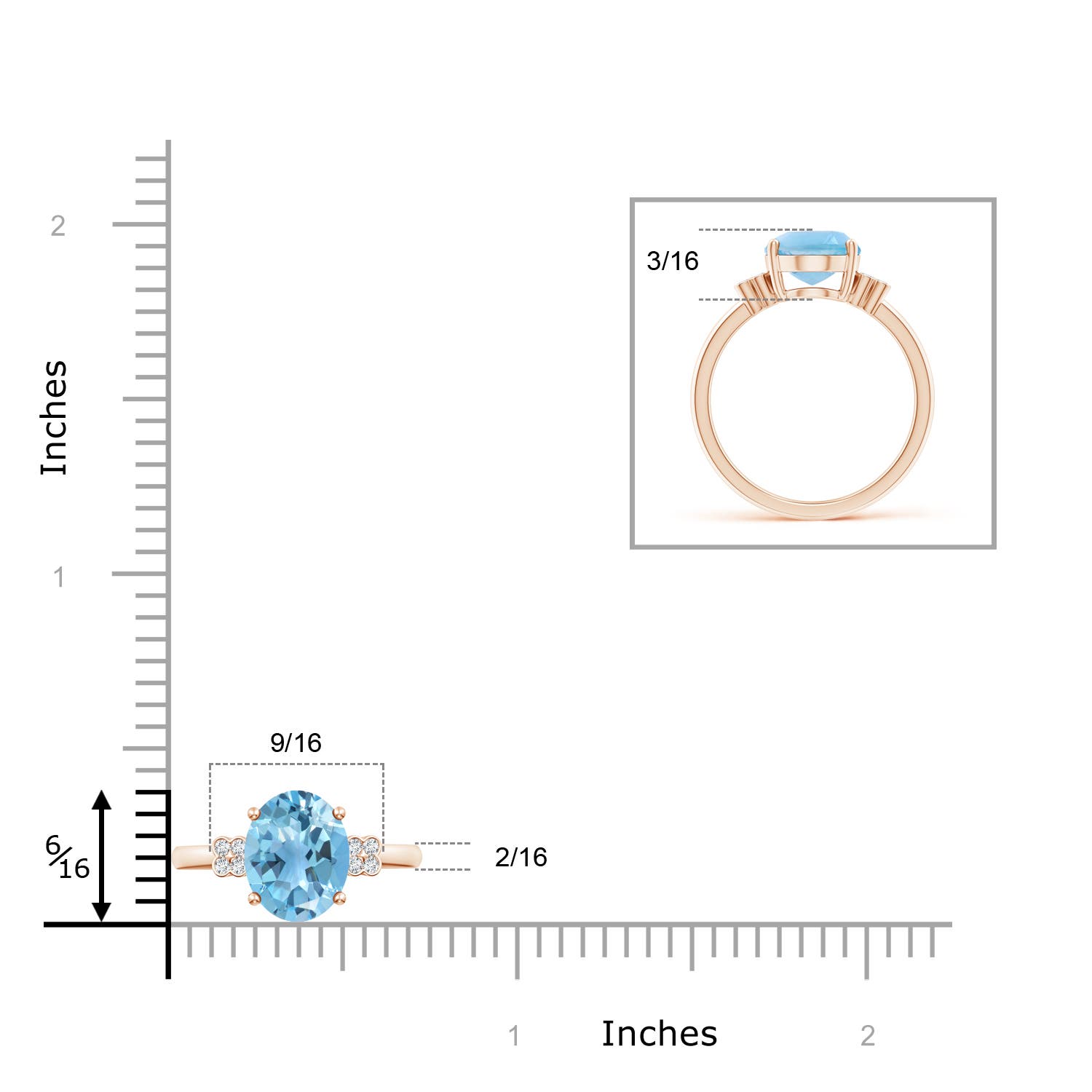 A - Swiss Blue Topaz / 3.33 CT / 14 KT Rose Gold