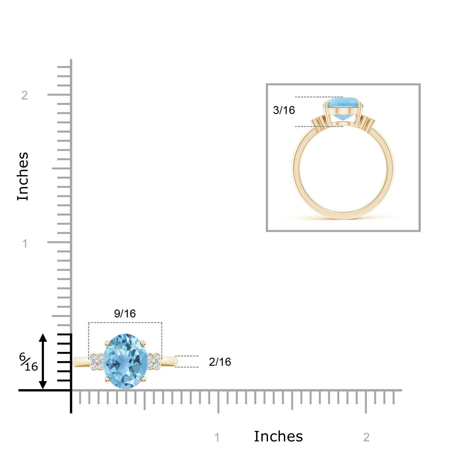 A - Swiss Blue Topaz / 3.33 CT / 14 KT Yellow Gold