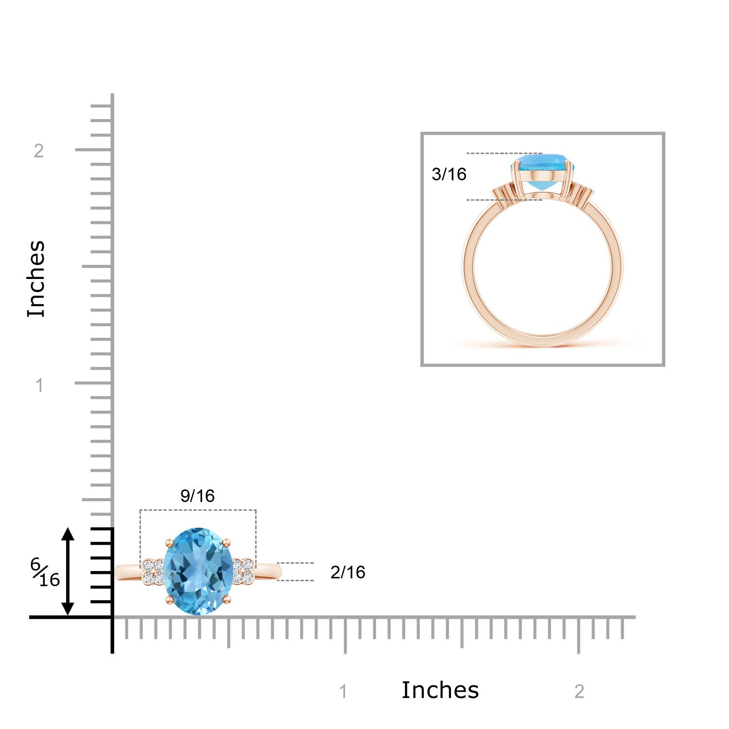 AA - Swiss Blue Topaz / 3.33 CT / 14 KT Rose Gold