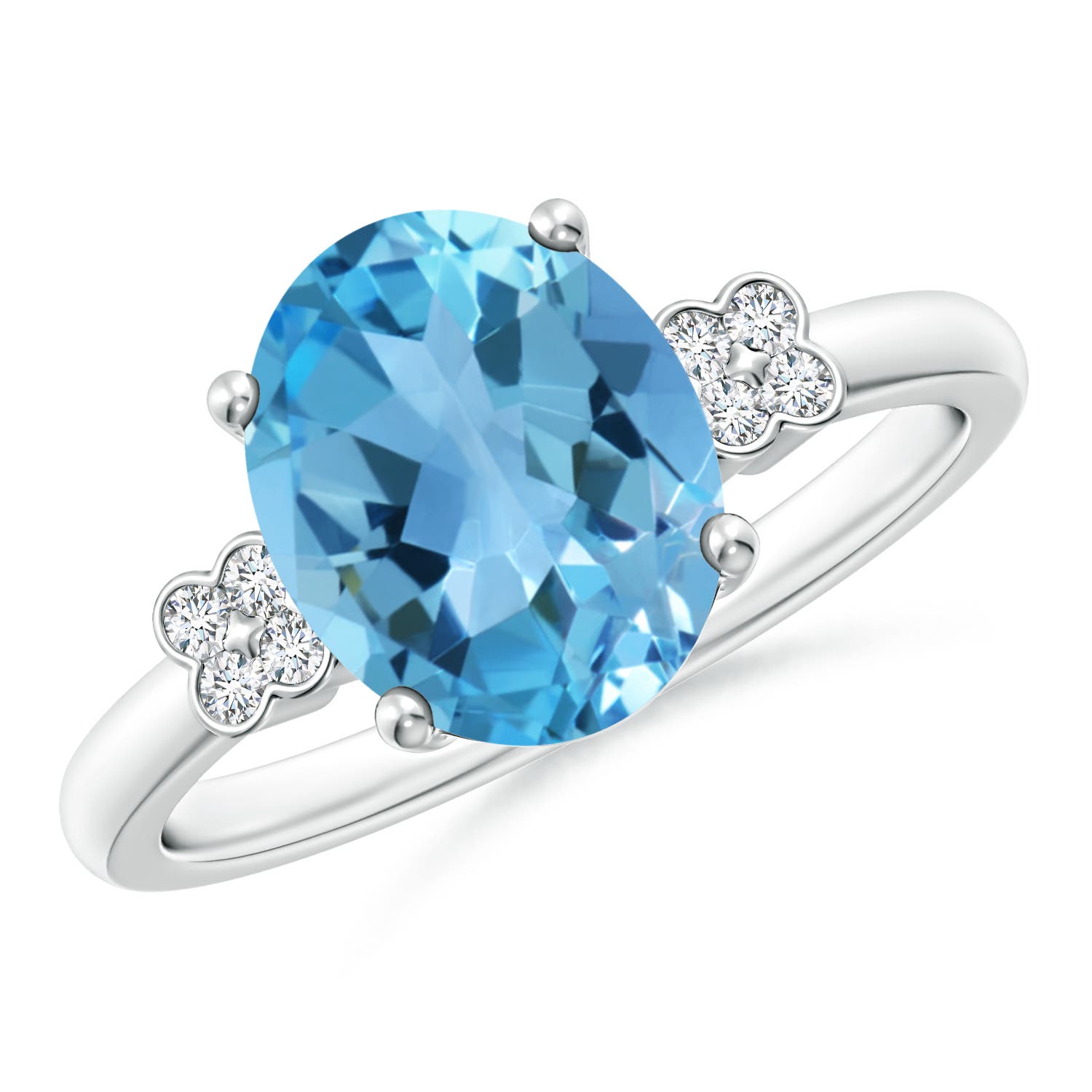 AA - Swiss Blue Topaz / 3.33 CT / 14 KT White Gold