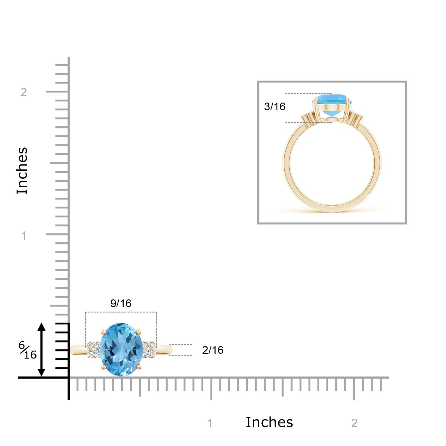 AA - Swiss Blue Topaz / 3.33 CT / 14 KT Yellow Gold