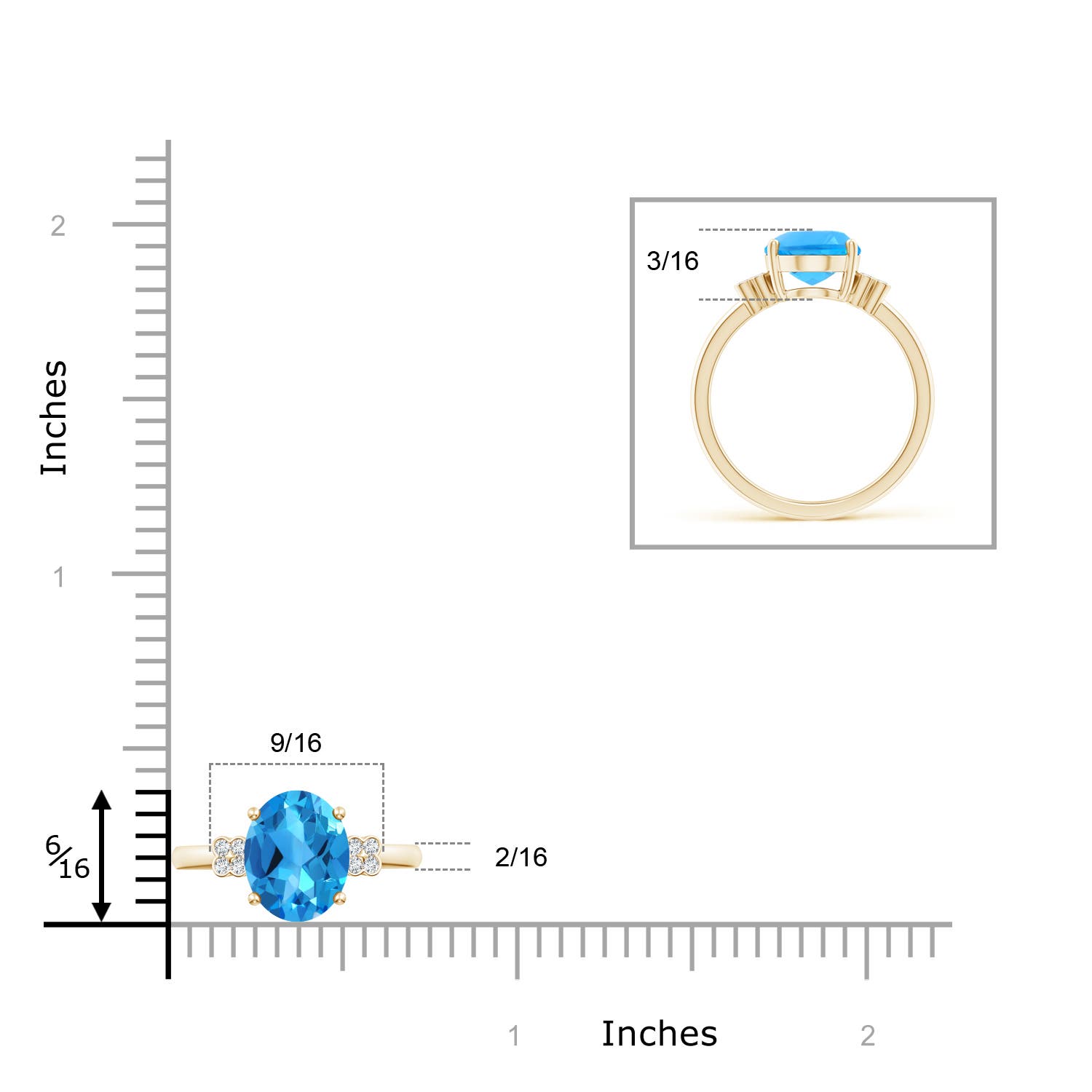 AAAA - Swiss Blue Topaz / 3.33 CT / 14 KT Yellow Gold