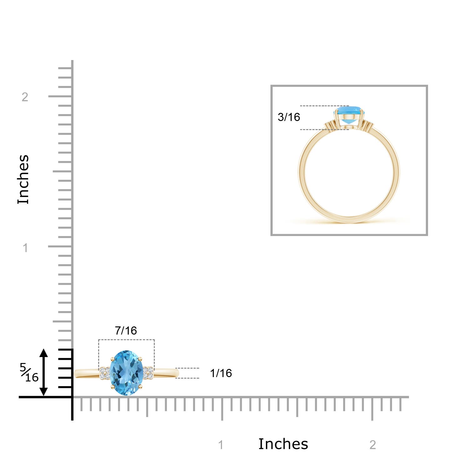 AA - Swiss Blue Topaz / 1.55 CT / 14 KT Yellow Gold