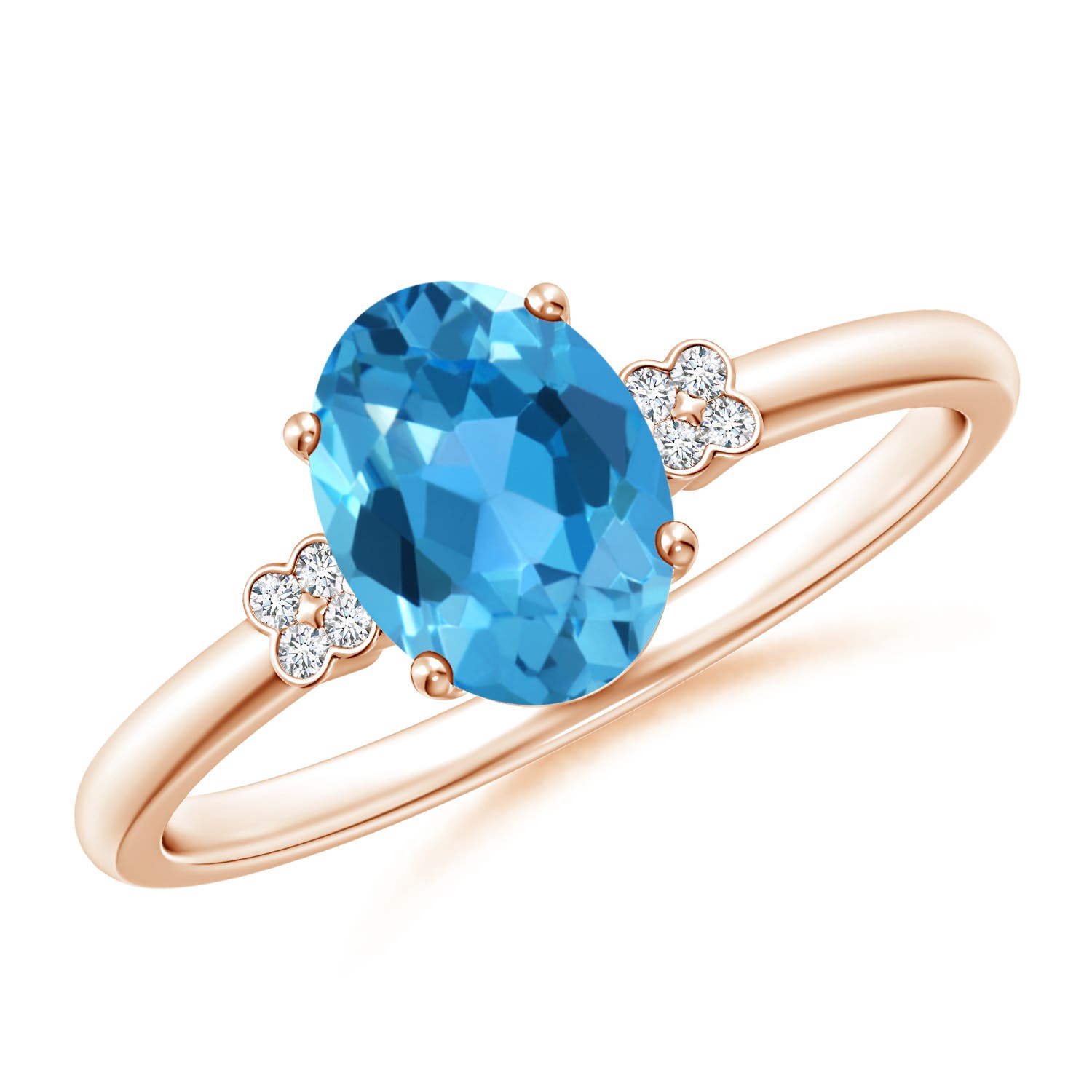 AAA - Swiss Blue Topaz / 1.55 CT / 14 KT Rose Gold