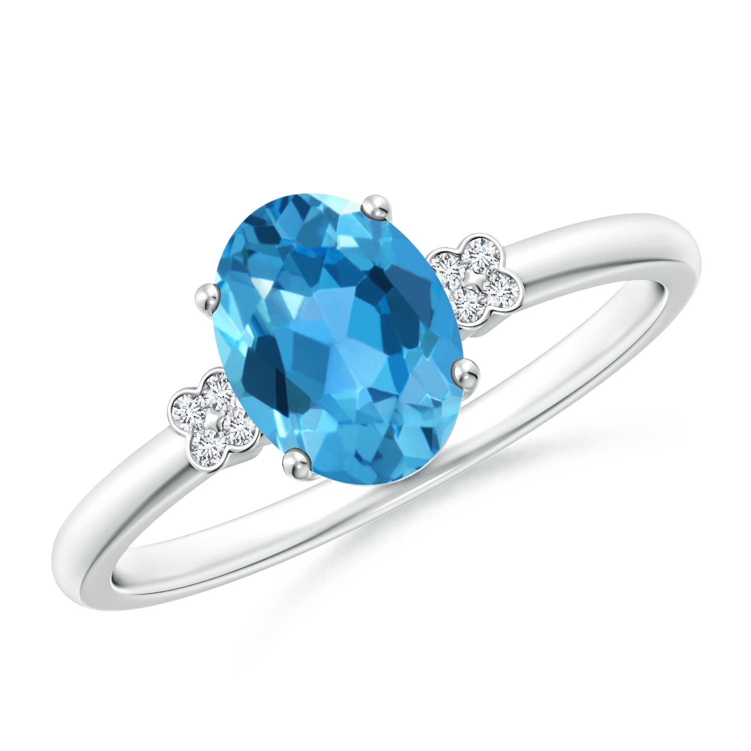 AAA - Swiss Blue Topaz / 1.55 CT / 14 KT White Gold