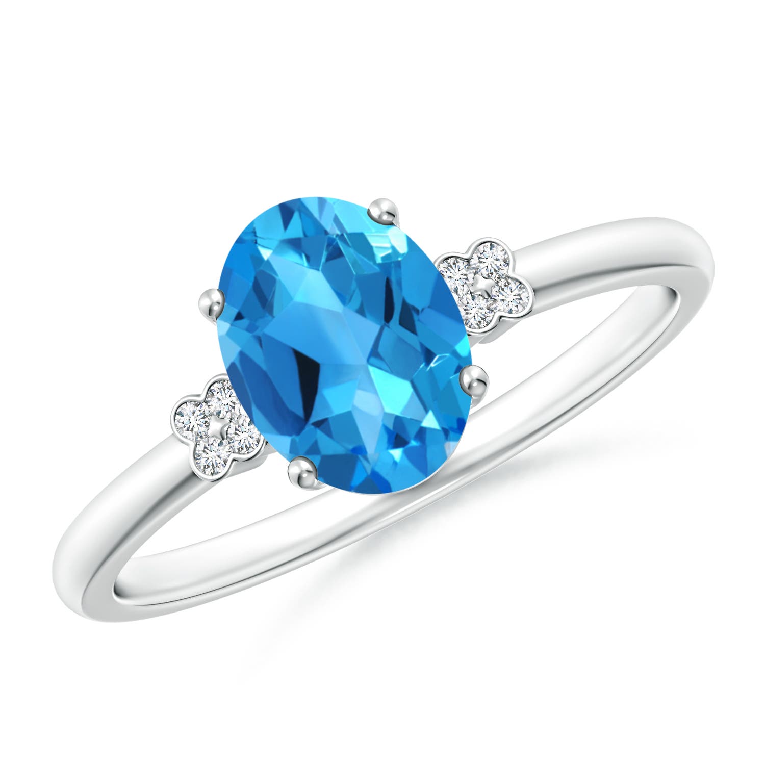 AAAA - Swiss Blue Topaz / 1.55 CT / 14 KT White Gold