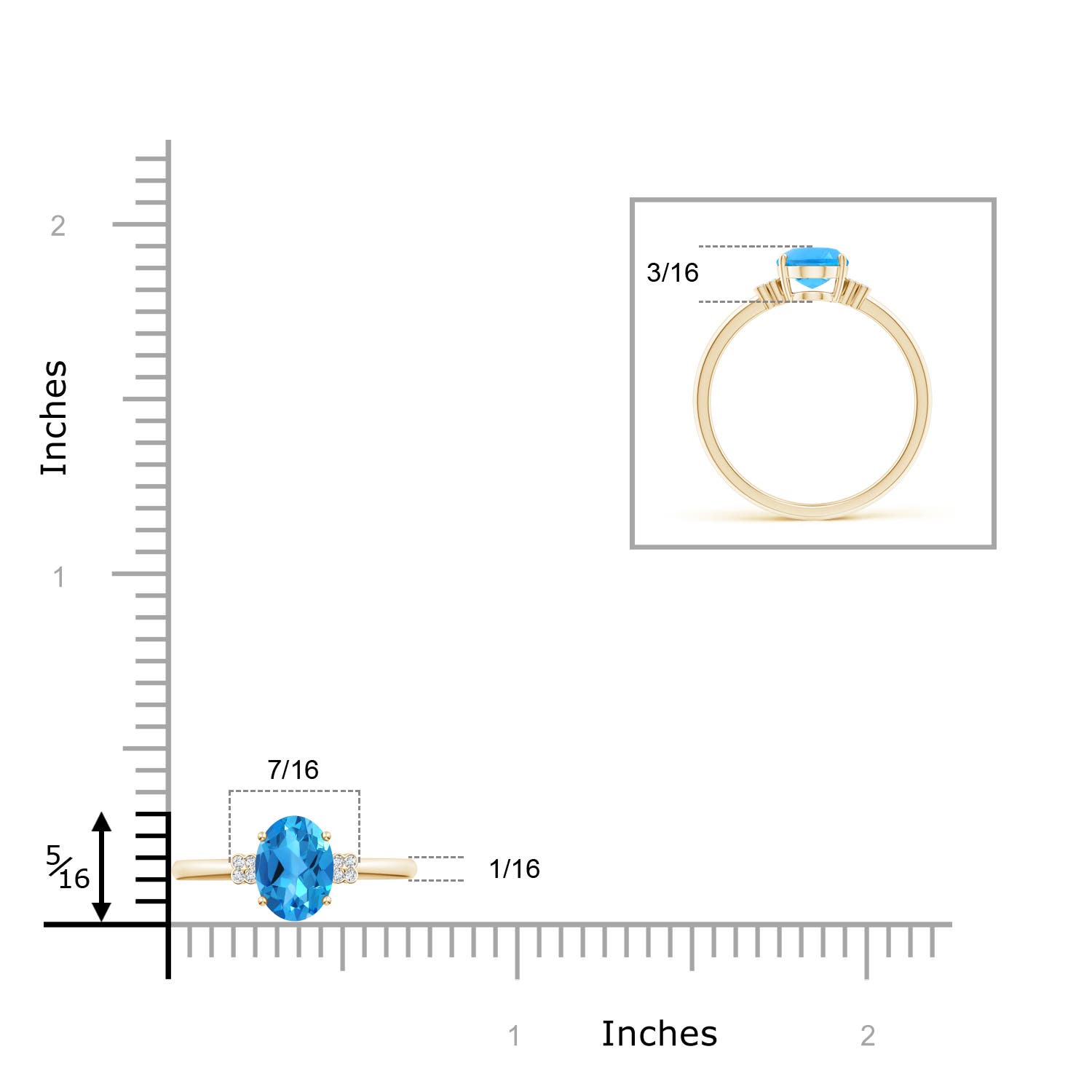 AAAA - Swiss Blue Topaz / 1.55 CT / 14 KT Yellow Gold