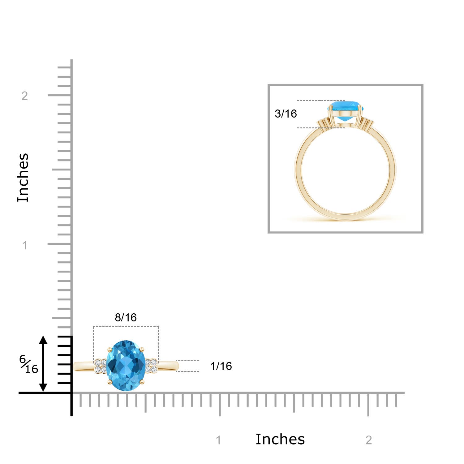 AAA - Swiss Blue Topaz / 2.31 CT / 14 KT Yellow Gold