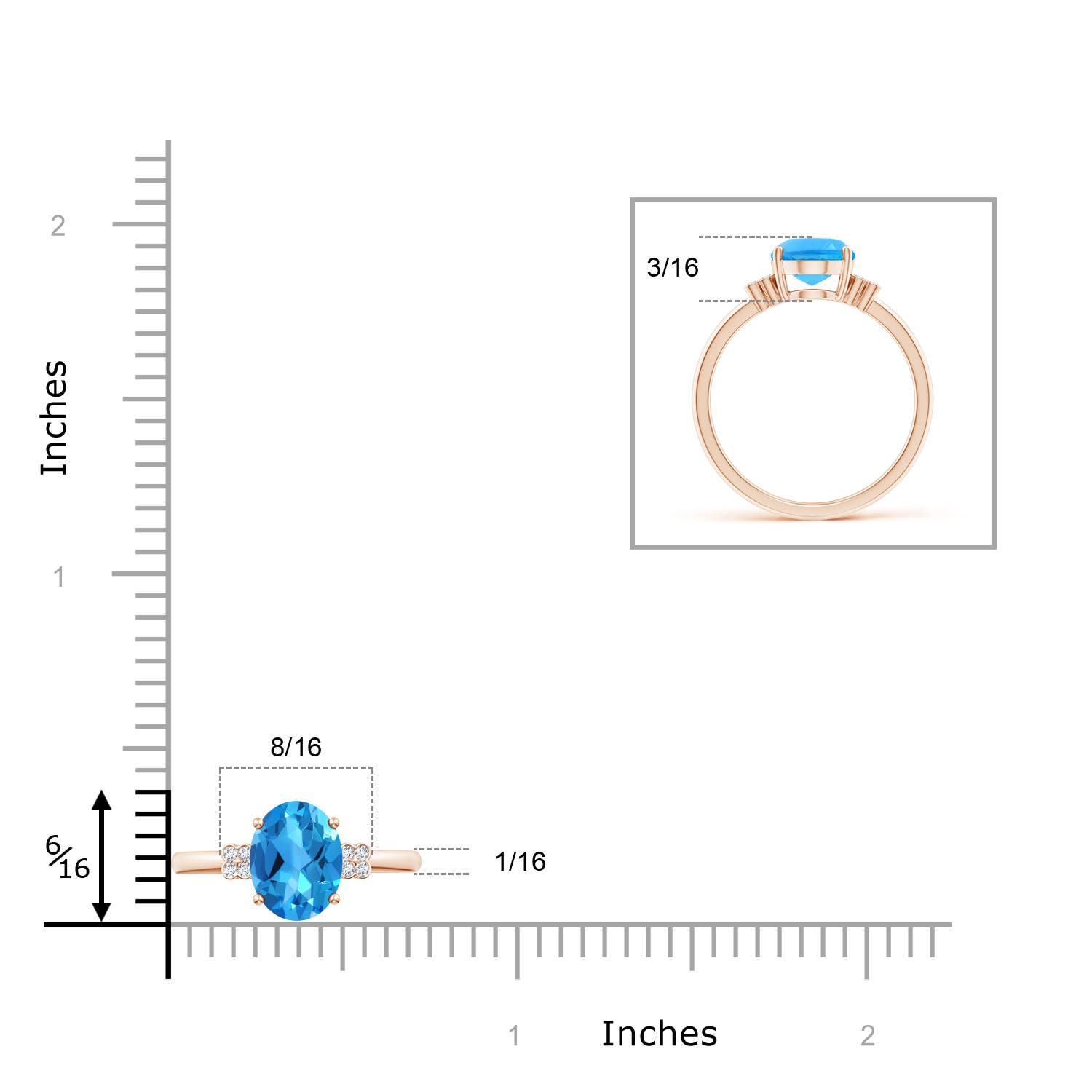 AAAA - Swiss Blue Topaz / 2.31 CT / 14 KT Rose Gold