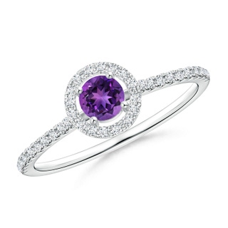 4mm AAAA Floating Amethyst Halo Ring with Diamond Accents in White Gold