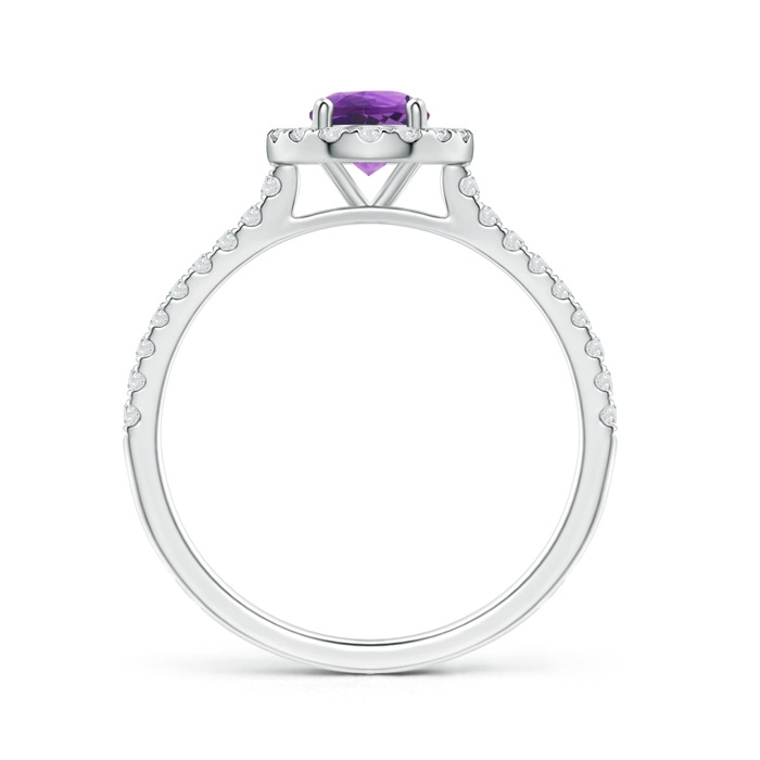 5mm AAA Floating Amethyst Halo Ring with Diamond Accents in White Gold Product Image