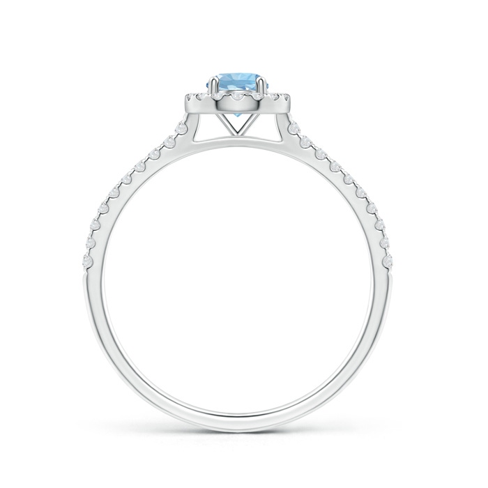 4mm AAA Floating Aquamarine Halo Ring with Diamond Accents in White Gold side-1