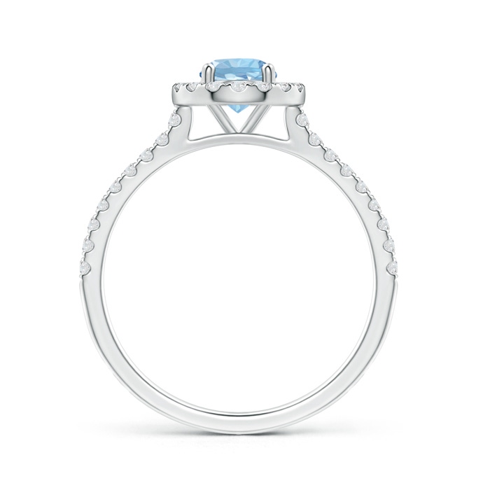 5mm AAA Floating Aquamarine Halo Ring with Diamond Accents in P950 Platinum side-1