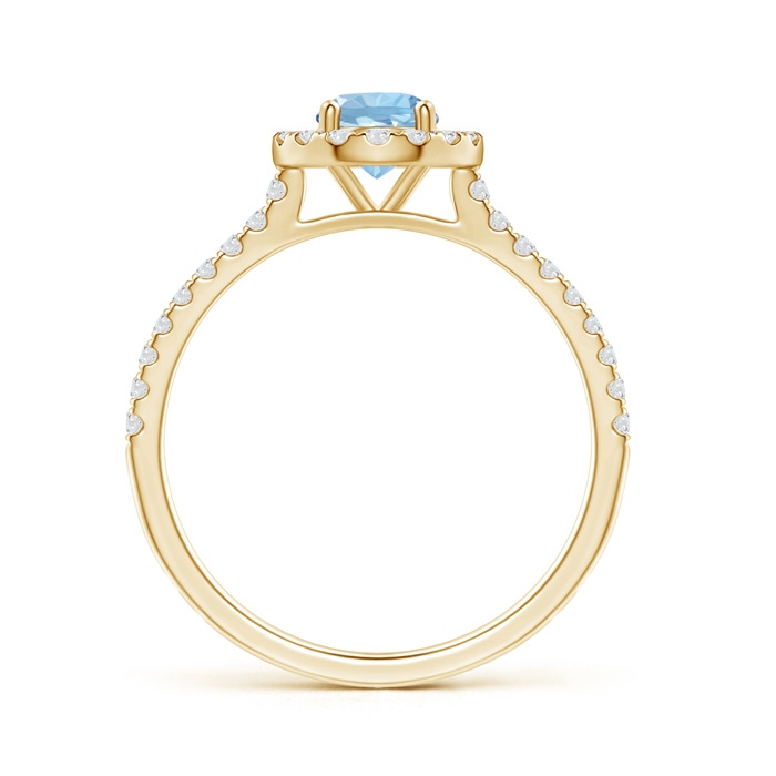 5mm AAA Floating Aquamarine Halo Ring with Diamond Accents in Yellow Gold side-1
