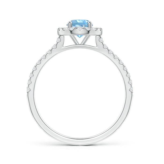 5mm AAAA Floating Aquamarine Halo Ring with Diamond Accents in White Gold Side-1