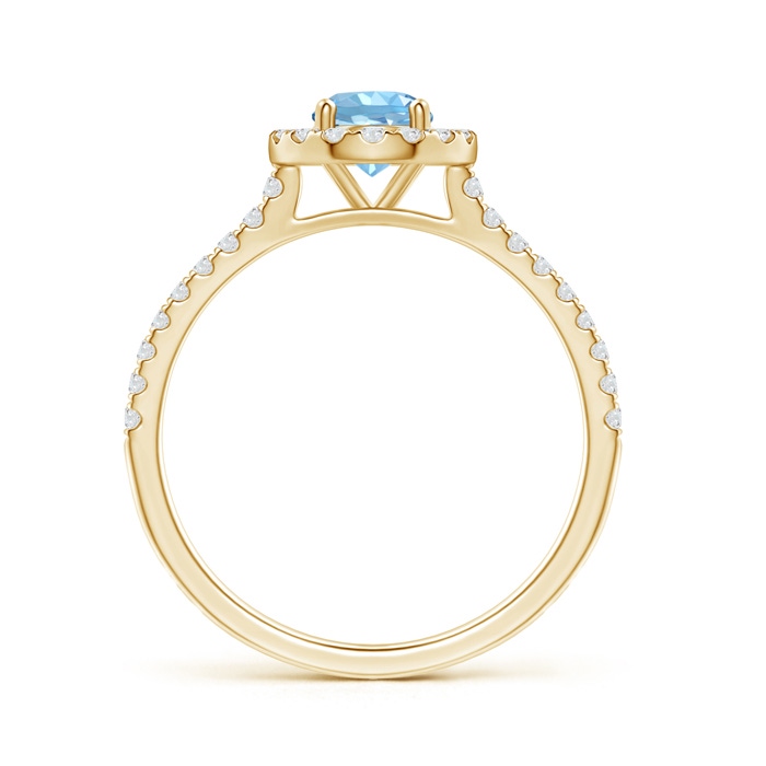 5mm AAAA Floating Aquamarine Halo Ring with Diamond Accents in Yellow Gold side-1