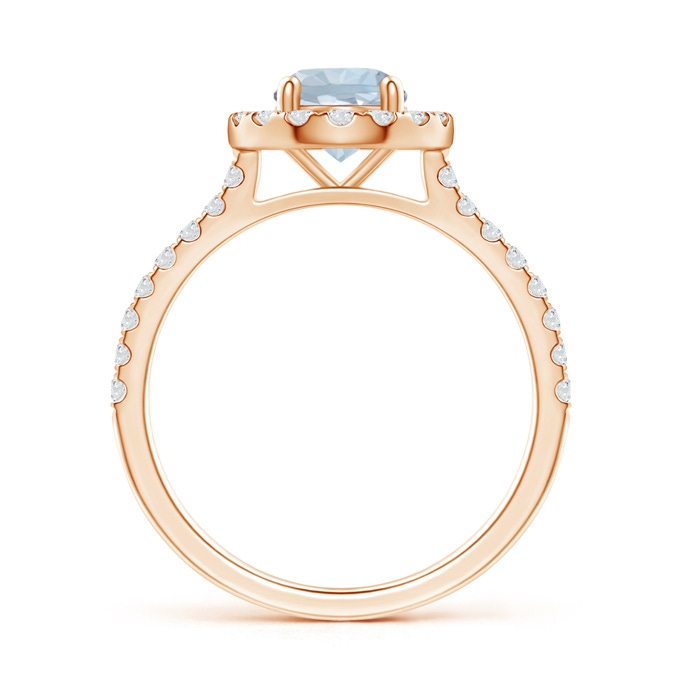 6mm A Floating Aquamarine Halo Ring with Diamond Accents in Rose Gold side-1