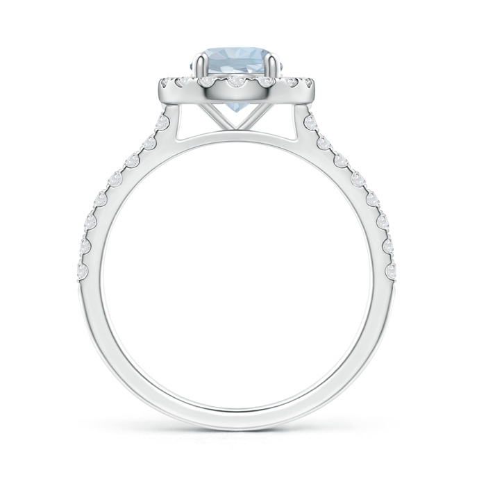 6mm A Floating Aquamarine Halo Ring with Diamond Accents in White Gold side-1