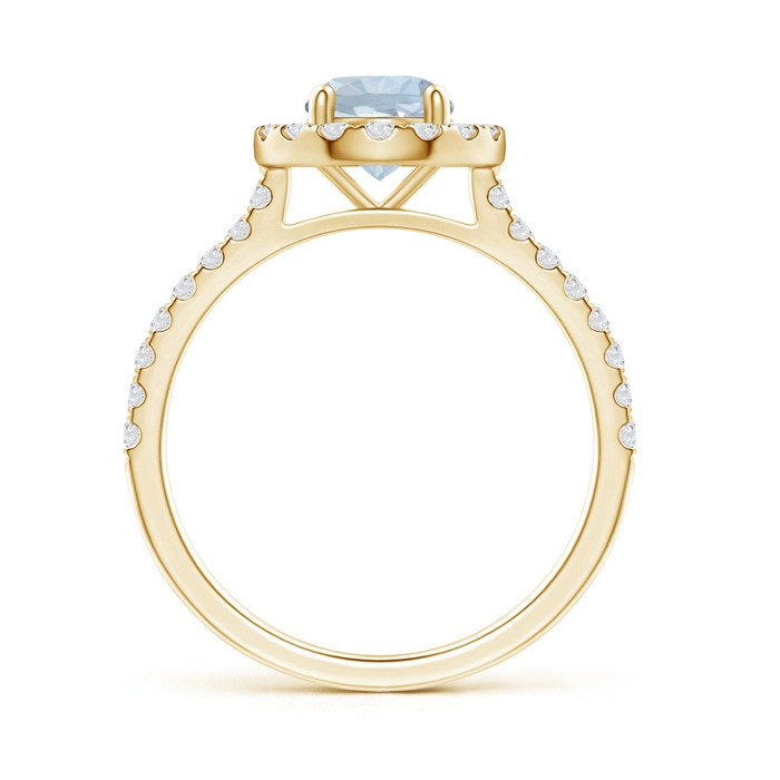 6mm A Floating Aquamarine Halo Ring with Diamond Accents in Yellow Gold side-1