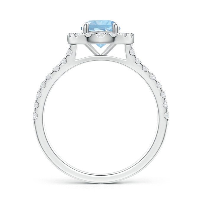 6mm AAA Floating Aquamarine Halo Ring with Diamond Accents in White Gold side-1