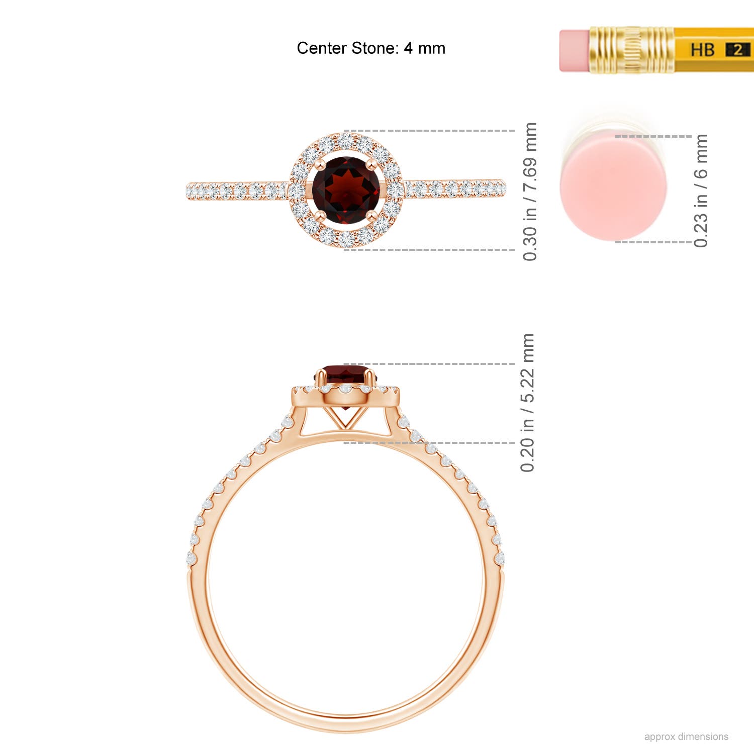 AA - Garnet / 0.51 CT / 14 KT Rose Gold