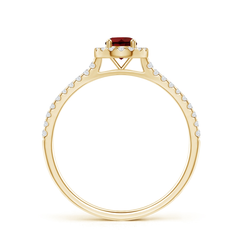 4mm AAA Floating Garnet Halo Ring with Diamond Accents in Yellow Gold Side-1