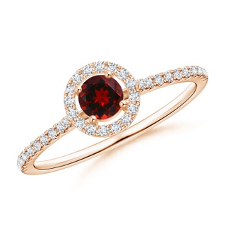 4mm AAAA Floating Garnet Halo Ring with Diamond Accents in Rose Gold