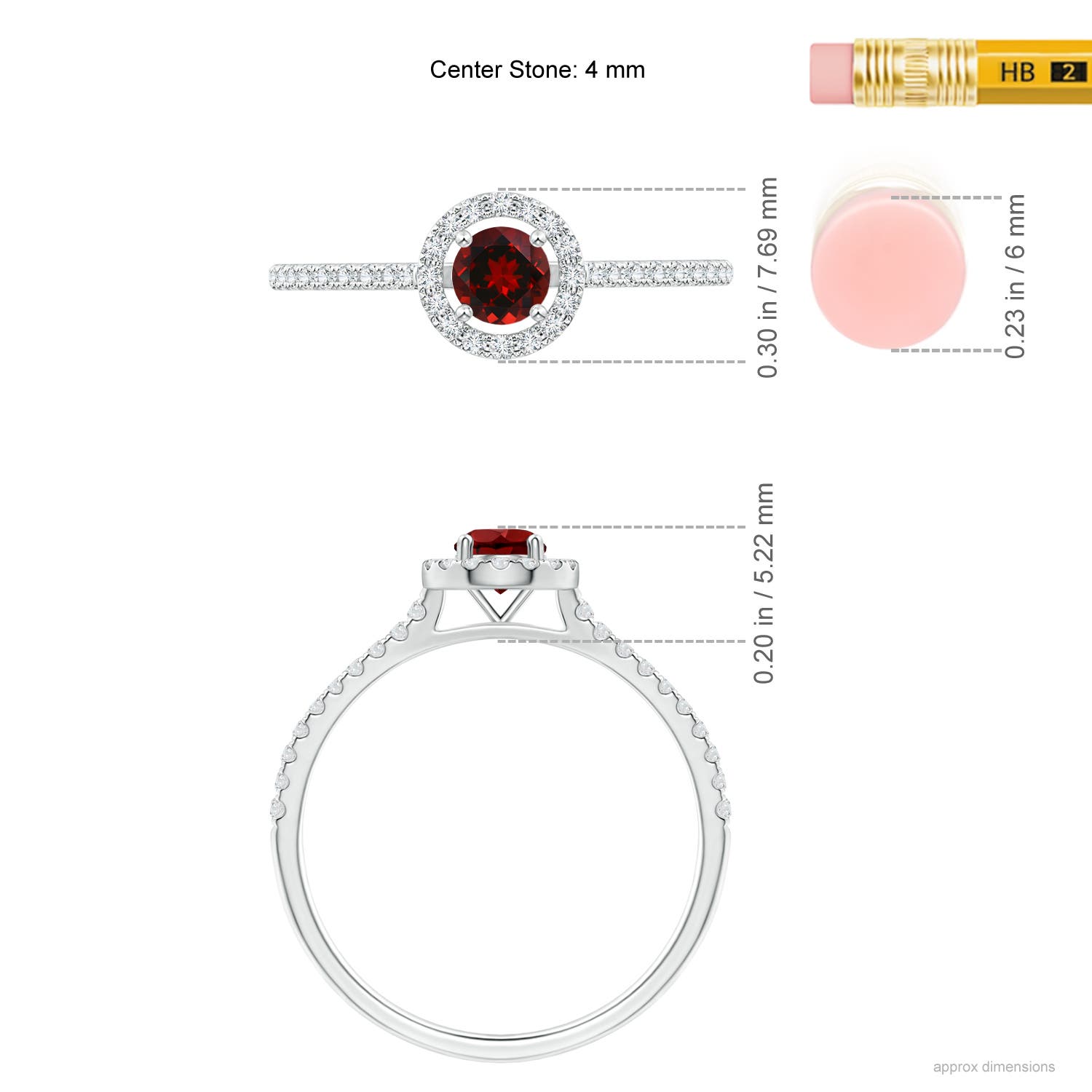 AAAA - Garnet / 0.51 CT / 14 KT White Gold