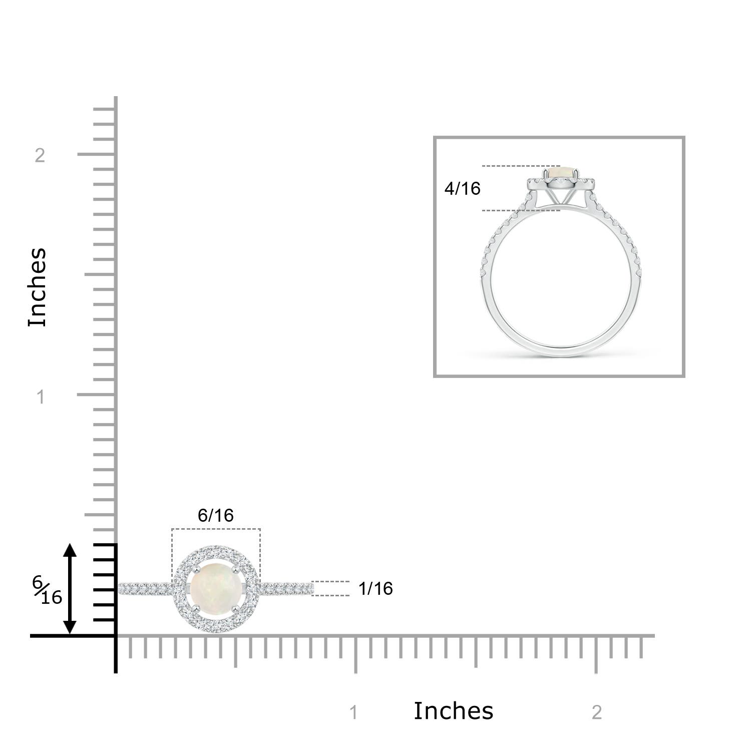 A - Opal / 0.6 CT / 14 KT White Gold