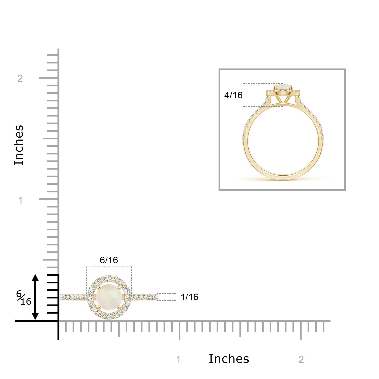 A - Opal / 0.6 CT / 14 KT Yellow Gold