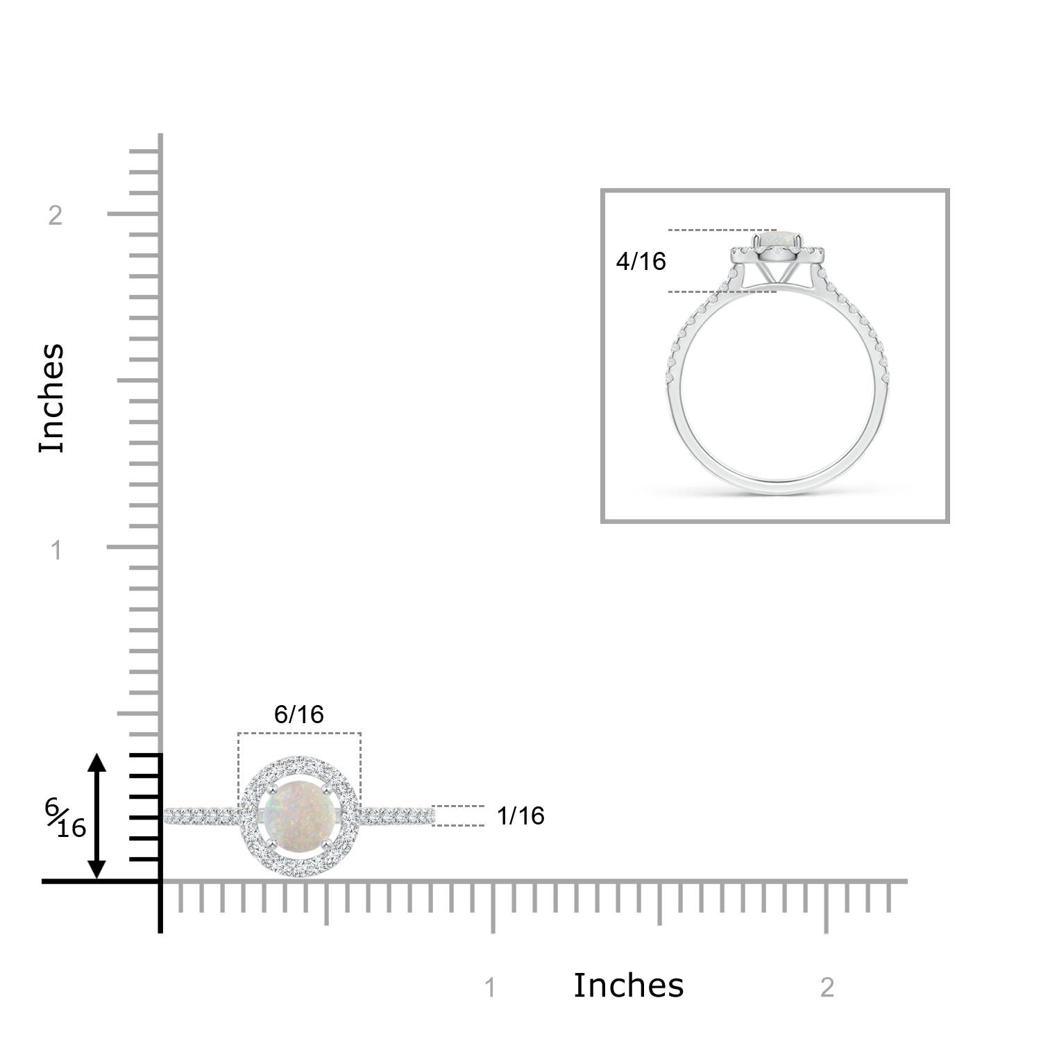 AA - Opal / 0.6 CT / 14 KT White Gold