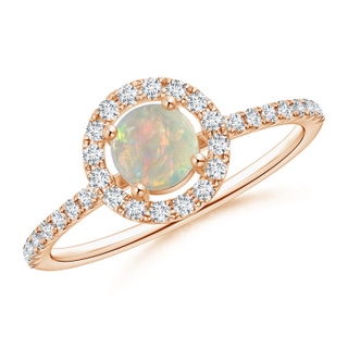 5mm AAAA Floating Opal Halo Ring with Diamond Accents in Rose Gold